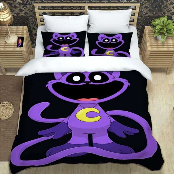 3D Printing Anime Smiling Animal Cat Dog Bed Set New Cool Anime Quilt Set Cute Cartoon Childrens Gift X241029