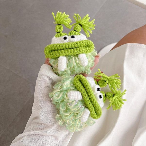 ddmygifts Knitted matcha green big mouth suitable for Bluetooth earphone protective case Pro1-2-3 generation soft shell female