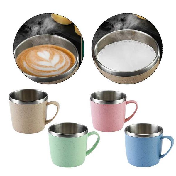 Stainless Steel Cup Double-layer Shatterproof Anti-scalding Coffee Tea Mugs Double Anti-drop And Anti-hot Water Cup Y240813