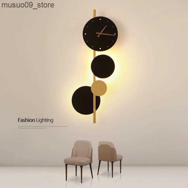 Other Home Decor Nordic Led Wall Lamp Art Clock Design Indoor Lighting Living Room Background Wall Hotel Bedside Bedroom Wall Light Luminair