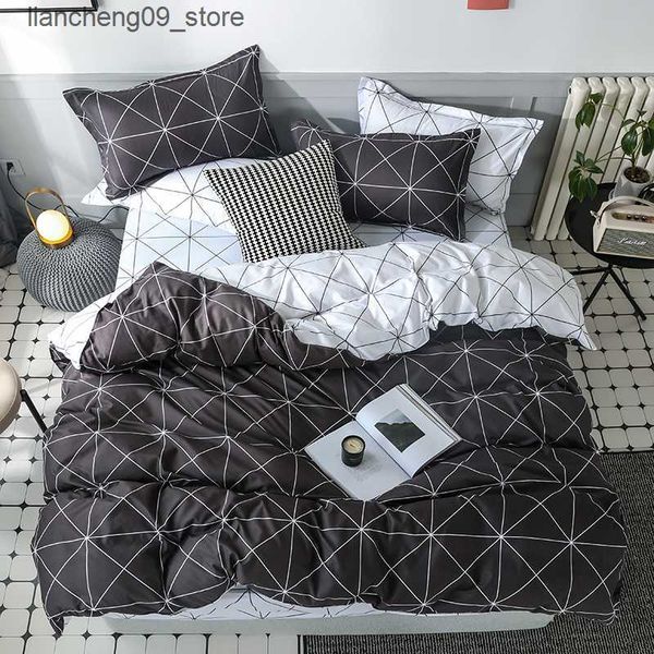 Bedding sets Queen Duvet Cover Set Soft Breathable Cooling Black Duvet Cover Aesthetic Bedding Set Full King Single Double Comforter Set L24