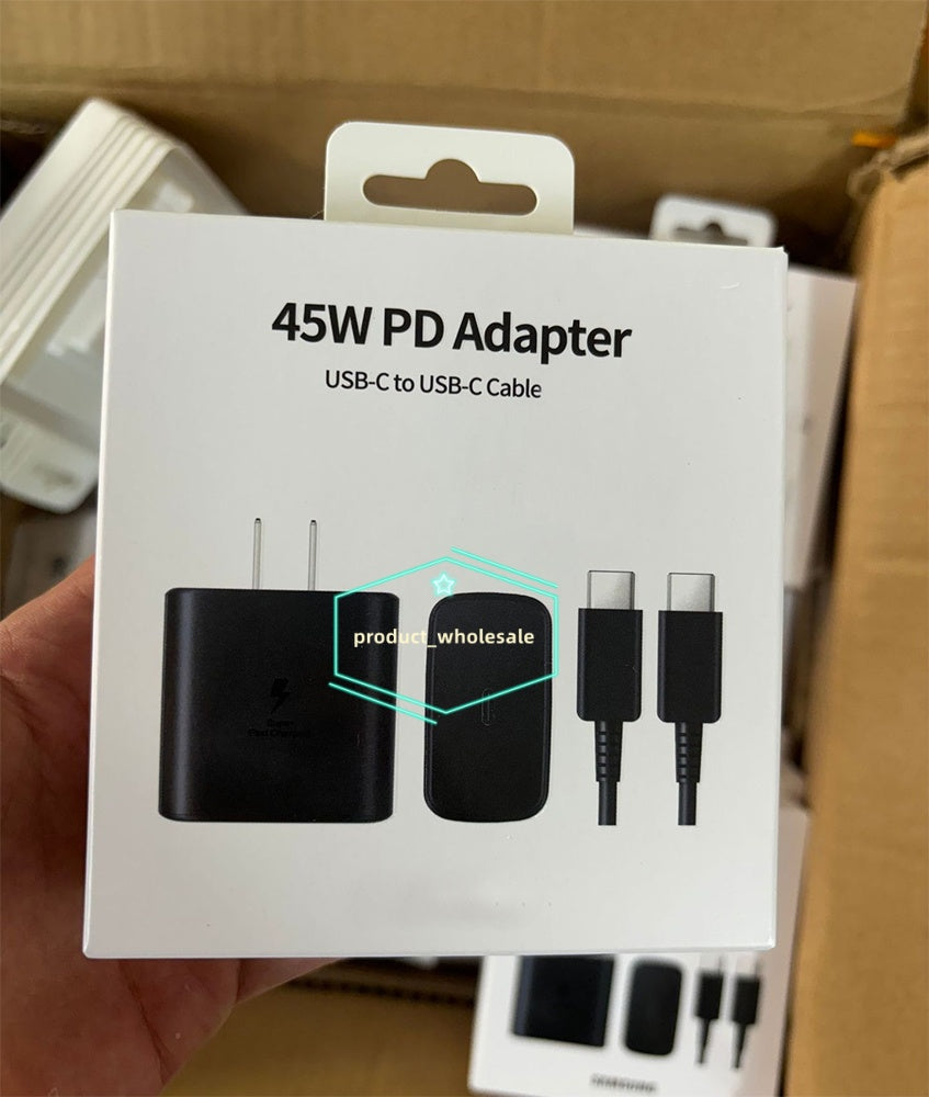 2 in 1 Full 45W TA845 PD charger Super Fast Charging USB-C C to C Cables Quick Charge Cord USB Type C US EU Plug AC Power Adapter Chargers For Samsu