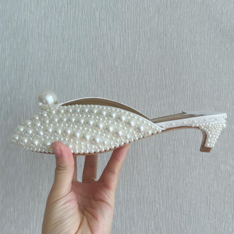 Fish Sweet Mouth Outdoor Slippers Summer New Korean Style Princess Low Heel All Pearl Fashion Women&#039;s Sandals Size 42 33e9 706