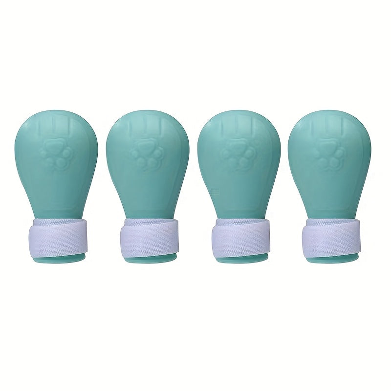 TEMU 4 Adjustable Silicone Cat Paw Protectors - Scratch & Bite Resistant, Ideal For Grooming, Bathing, And Shaving - Prevents Nail Clippings & Foot