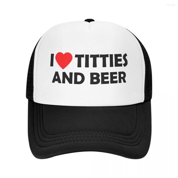 Ball Caps I Heart Titties And Beer Baseball Cap Men Women Breathable Trucker Hat Streetwear Snapback Summer Hats