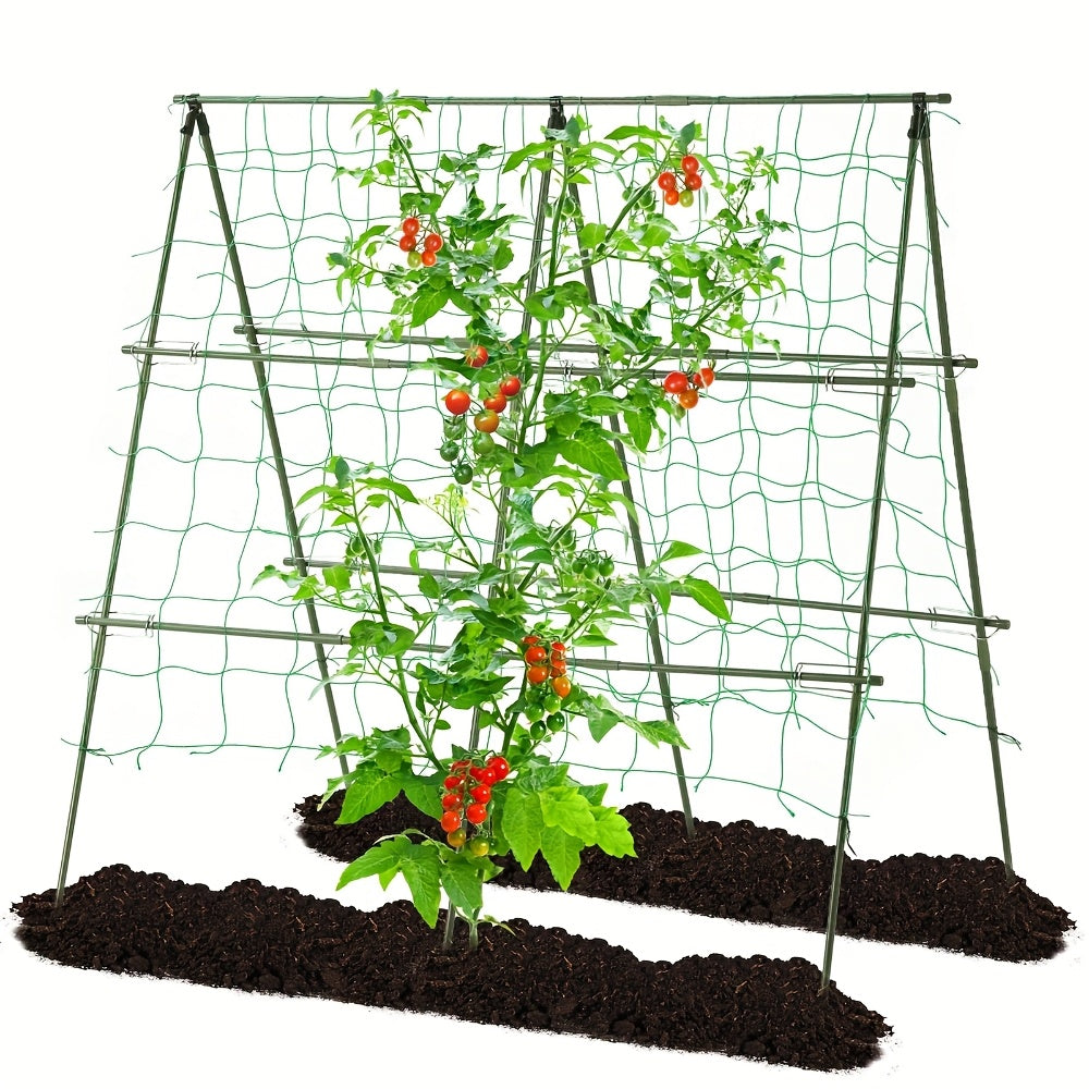 TEMU Garden Cucumber Trellis For Climbing Plants Outdoor Raised Bed Planters, Tomato Beans Trellis, Rustproof Plastic-coated Steel Pipe Frame With