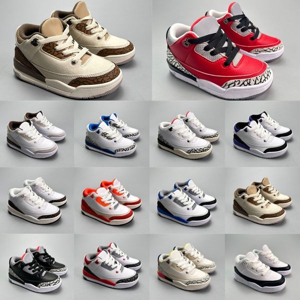 Jumpman 3s Toddler Sneakers 3 Kids shoes Designer boys Basketball Red Oreo Black Cat Fire White youth Shoe Baby Sports trainers