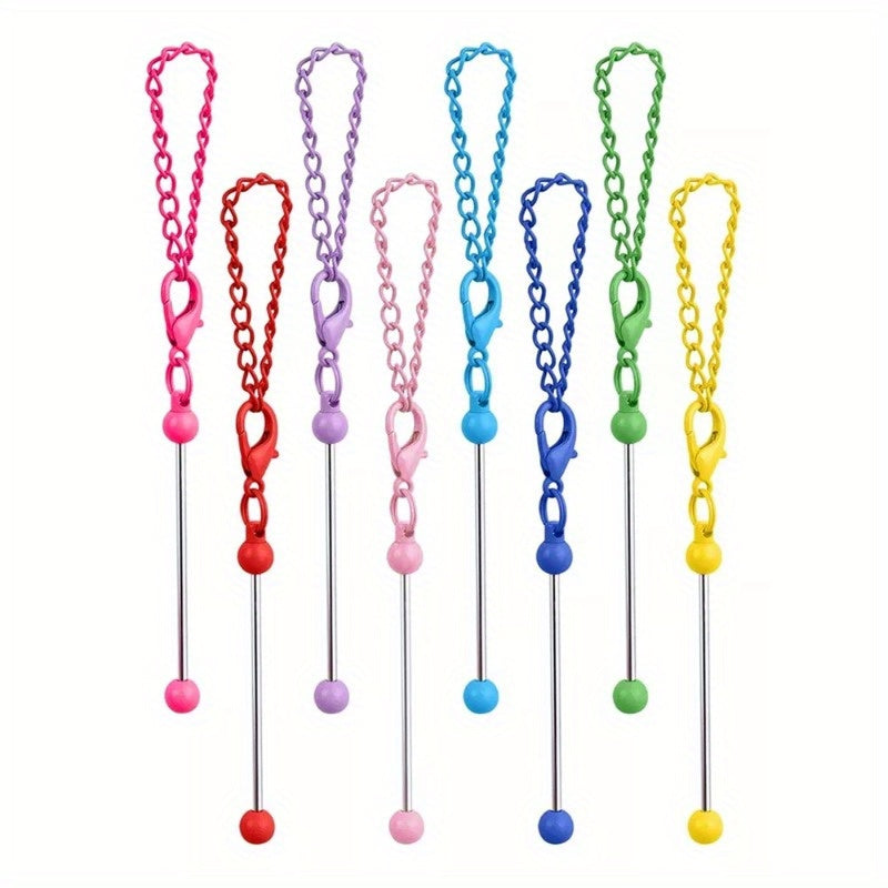 TEMU 8pcs Colorful Beaded Cup Charms With Metal Chains - Vibrant & Gift Decoration Accessories For Cups, Bracelets, And Necklaces, Cup Accessories|