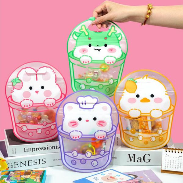 Cute Bag For Candy Snack Cookie Chocolate Baking Biscuit Gift Window Handle Plastic Zipper Bags For Children&#039;s Day