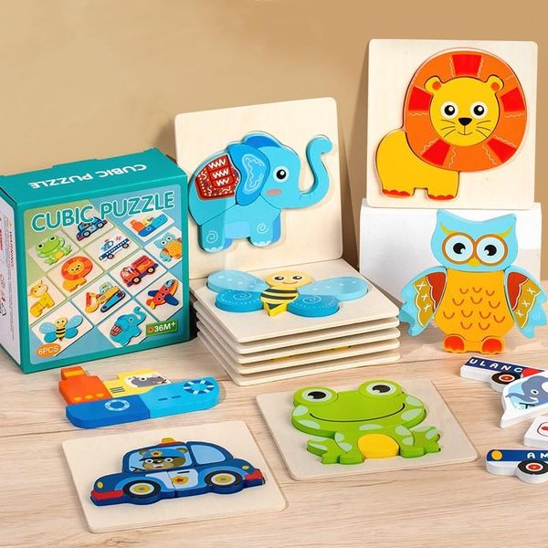 Puzzles Baby Early Education Intellectual Development Infants And Young Children Large Pieces Of Wooden Three-Nsional Jigsaw Puzzle To Ot4It