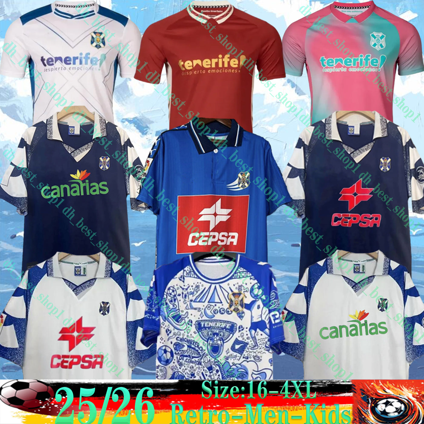 25 26 CD Tenerife soccer jerseys 2025 GALLEGO ZORRILLA MO DAUDA BUNUEL ROMERO SIPCIC MARTINEZ LOPEZ home away Third Men kids Football Shirt kits Sho
