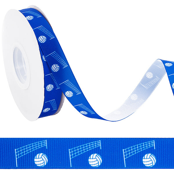 Cinta de grosgrain de poliéster estampada con tema de pelota deportiva de 25 yarda