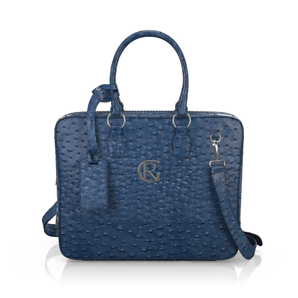 Sac pour ordinateur portable Homme en Cuir estampé Bleu Nuit - Sur Mesure - GIROTTI 37661