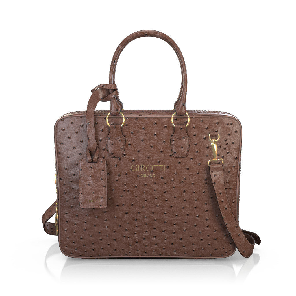 Sac pour ordinateur portable Homme en Cuir estampé Marron - Sur Mesure - GIROTTI 37664