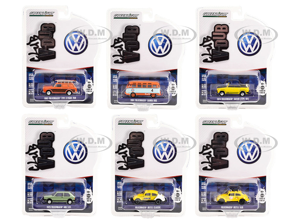 "Club Vee V-Dub" Set of 6 pieces Series 16 164 Diecast Model Cars by Greenlight