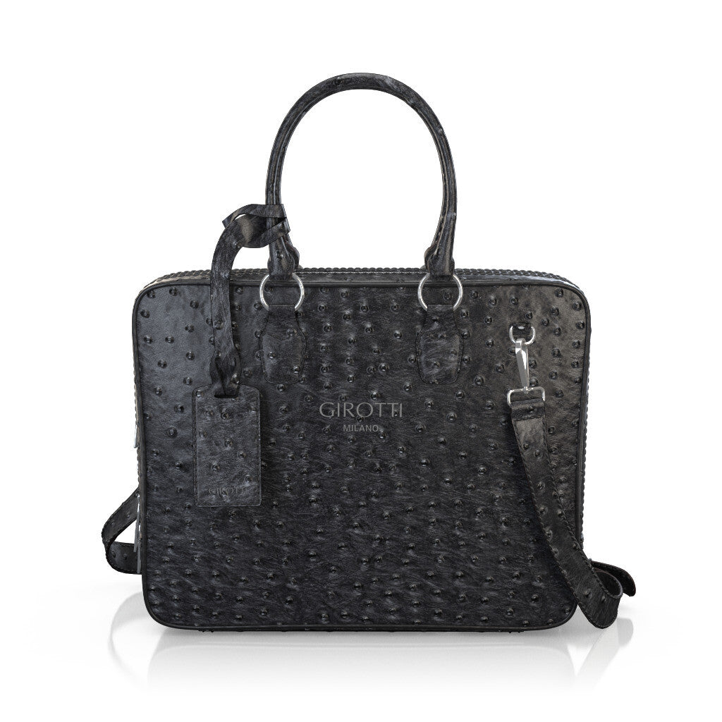 Sac pour ordinateur portable Homme en Cuir estampé Noir - Sur Mesure - GIROTTI 37670