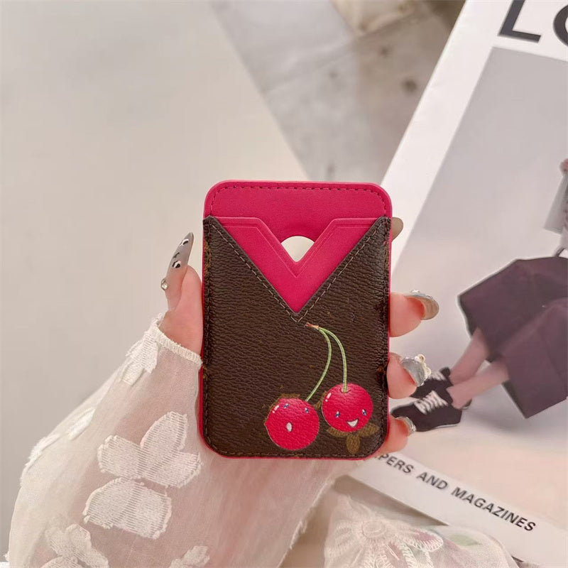 Designer MagSafe Magnetic Leather Card Holder Phone Case Hi All Fitted Women Men Universal Card Holders Cover for ID Bank Bus Cards mini Wallet with