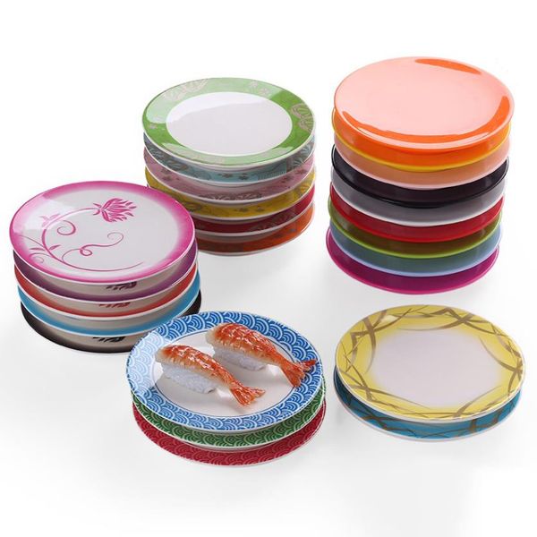 Japanese Food Sushi Melamine Dish Rotary Sushi Plate Round Colorful Conveyor Belt Sushi Serving Plates ni102