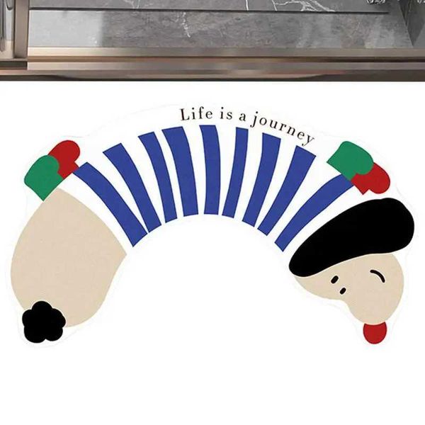 U-Shaped Bath Mat U-Shaped Water Absorption Floor Mat Cute Shower Mat Cartoon Shower Rug For Doorway Home Bathroom KitchenC241227
