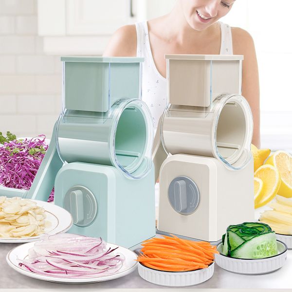 Rotary Cheese Grater Shredder Multifunction 3 in 1 Kitchen Speed Slicer Vegetable Shooter Potato Hashbrown Grinder for Nut Carrot Radish Cuc