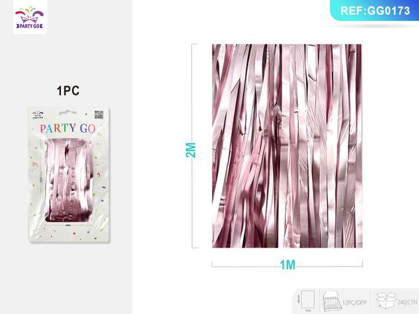 GG0173-Matte rain silk door curtain 100*200CM 1PC pink