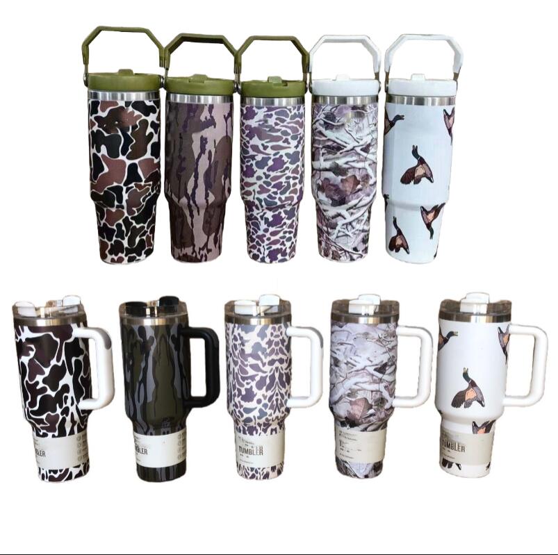 Camo Designer 40oz 30oz Mugs Tumbler Camouflage Color Insulated Tumblers Lids Straw Stainless Steel Coffee Termos Cup