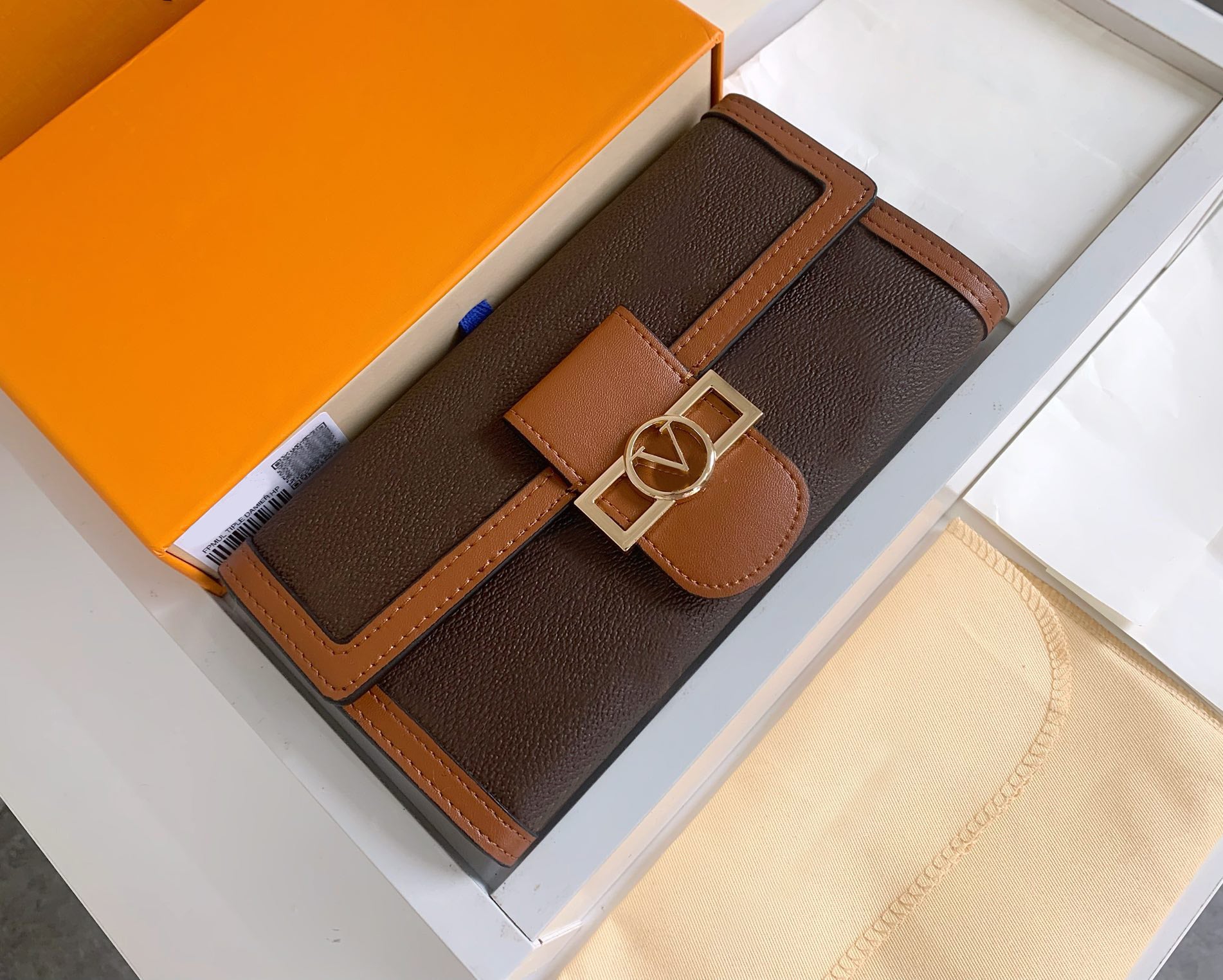 Fashion designer womens wallet luxury Dauphine purses high-quality flower letter slim credit card holders ladies long metal digram money clutch bag