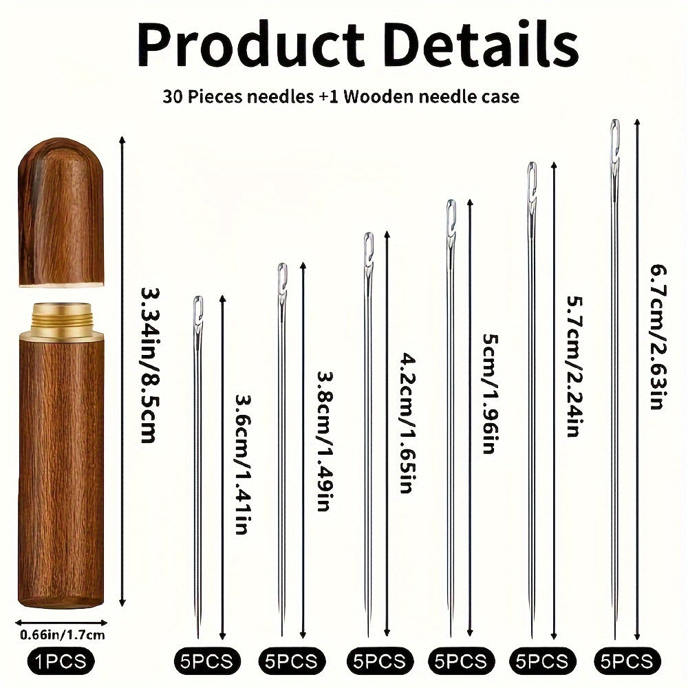 TEMU 30pcs Self-threading Needle Set, Stainless Steel Automatic Threader For Elderly And Blind, Quick Sewing And Knitting Supplies, Silvery- Sewing