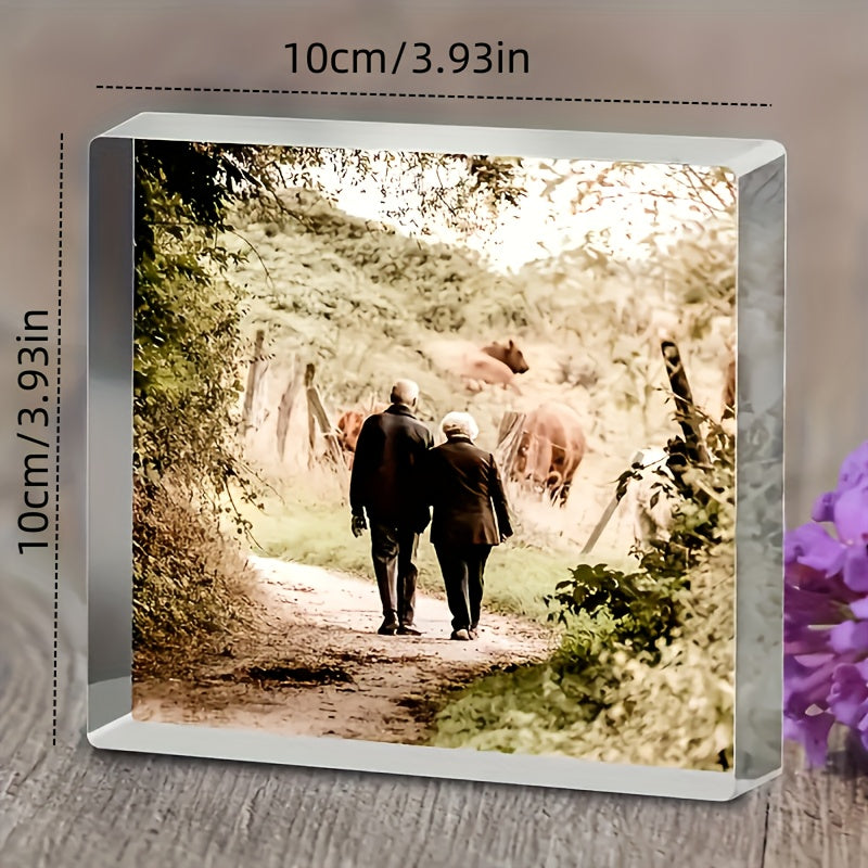 TEMU 1pc Personalized Full-frame Square Acrylic Photo Frame, Custom Picture , Transparent Display For