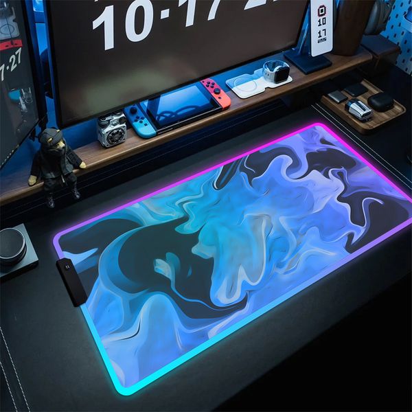 RGB Mouse Pad Strata Liquid Large Gaming Mouse Mat Art HD Print Keyboard Mousepad Gamer Rubber Computer Desk Mat LED Accessories
