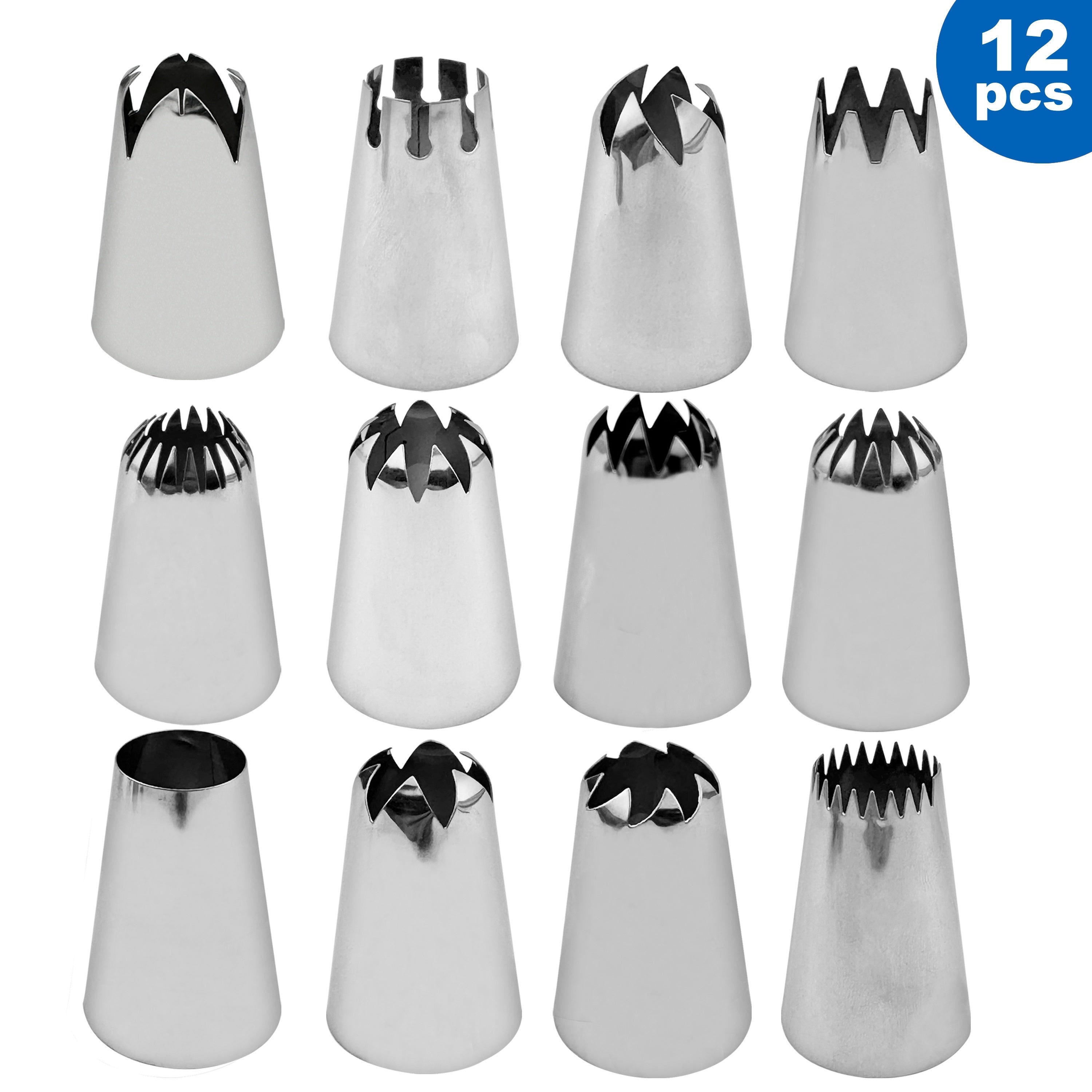 TEMU 12 Different Shapes Cake Decorating Tools Piping Tips, Large Diameter 3cm Stainless Steel Nozzle, Cookie Shaping Tip, Nozzles, Cake Decoration