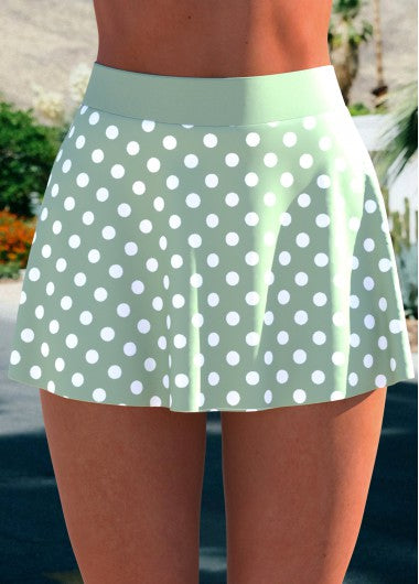 Modlily High Waisted Polka Dot Sage Green Swim Skirt - XXL