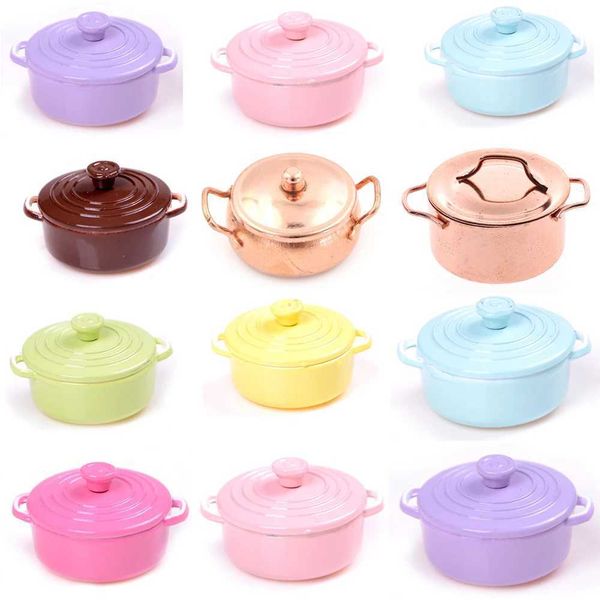1 12 mini pot boiler plate with lid doll house accessories doll house mini kitchen utensils kitchenware games kitchen toys X241107