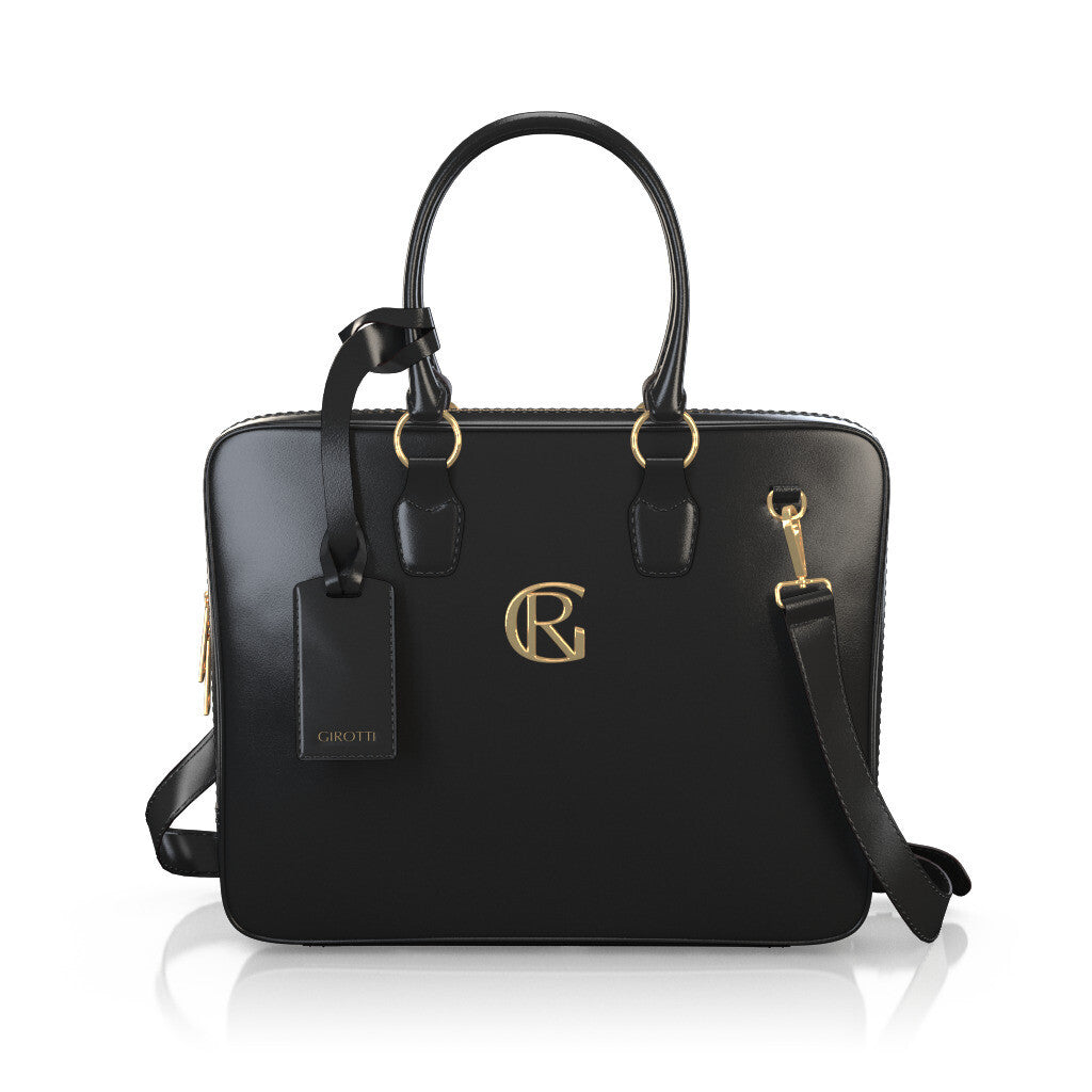 Sac pour ordinateur portable Femme Faites main en Italie en Cuir Noir - Sur Mesure - GIROTTI