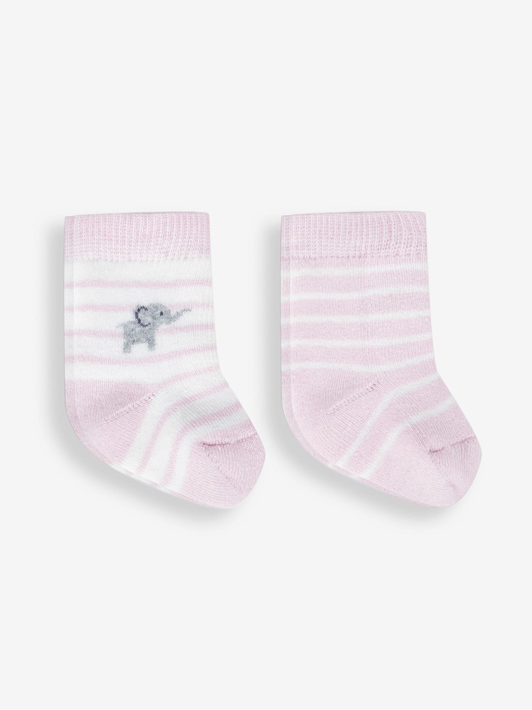 Pink Elephant 2-Pack Baby Socks 0-6 Mths