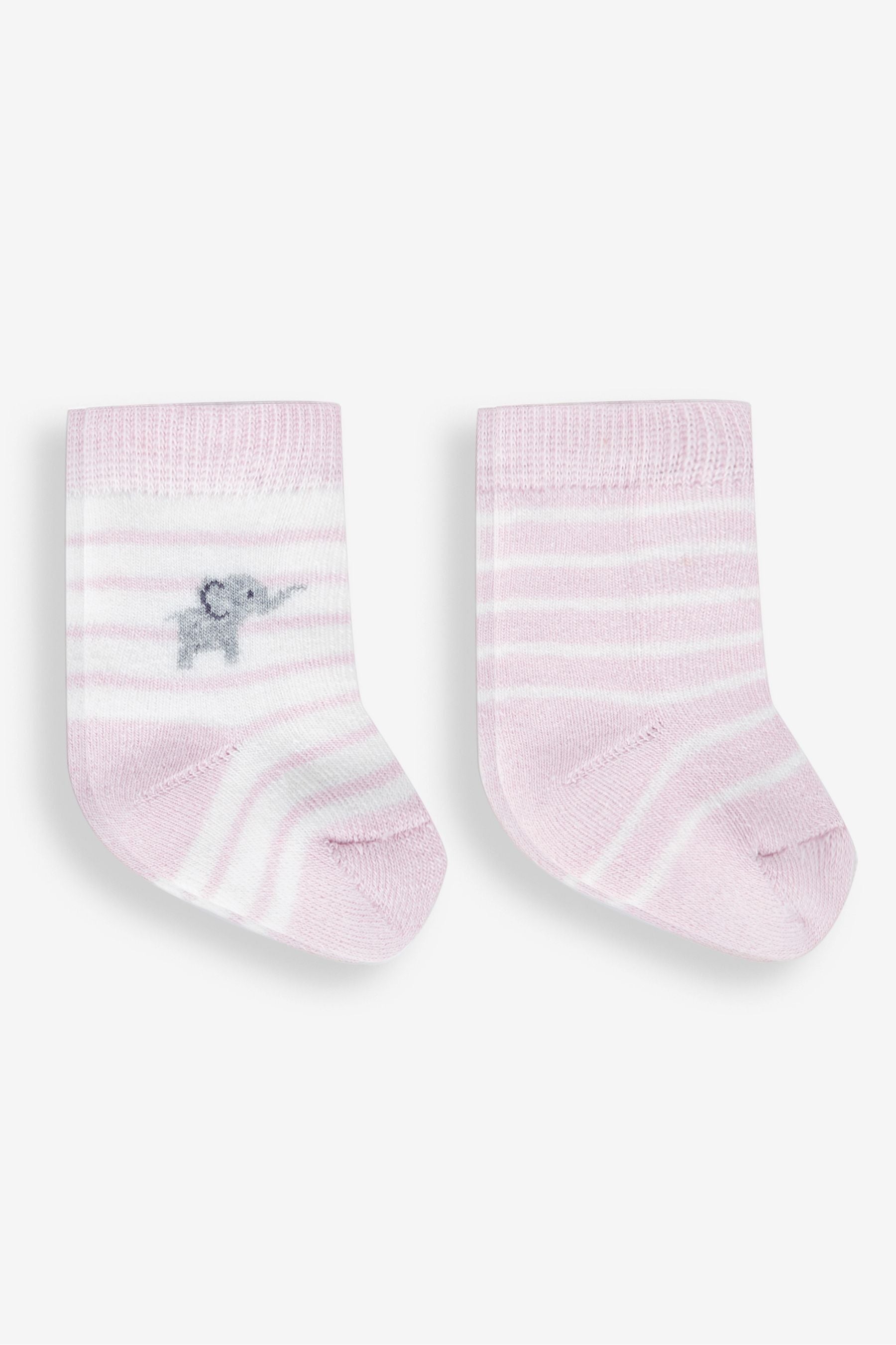 Pink Elephant 2-Pack Baby Socks NEWBORN