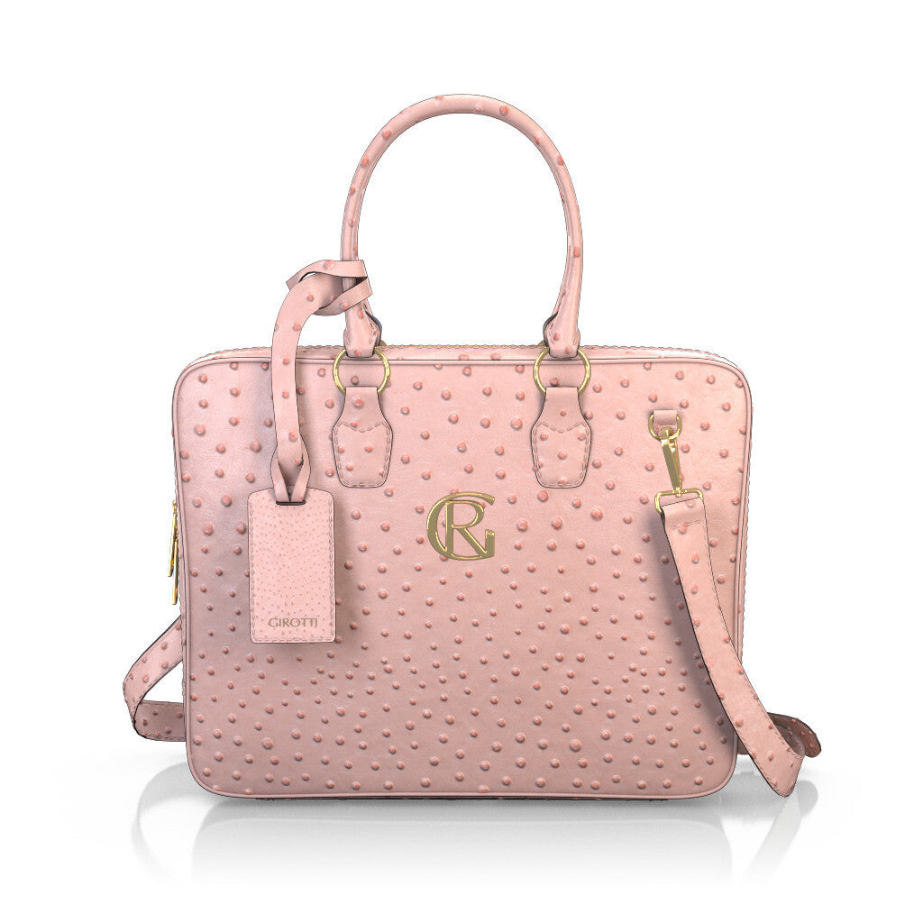 Sac pour ordinateur portable Femme Faites main en Italie en Cuir estampé Rose Bébé - Sur Mesure - GIROTTI