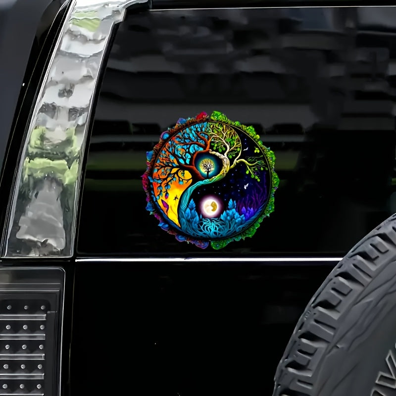 TEMU Tree Of Life & Moon Decal - Pvc, Cars, Motorcycles, Laptops & More, Wall Stickers, Refrigerator Glass