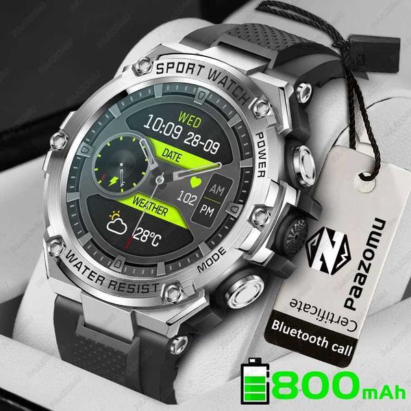 High Quality Outdoor sports smartwatch for men 800mAh long life battery BT calling IP68 waterproof fitness tracker Android iOS smartwatch O2