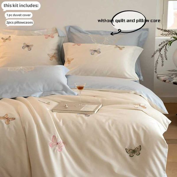 3-piece butterfly embryo bedding down duvet cover set (1 * down duvet cover+2 * pillowcase coreless) W240801