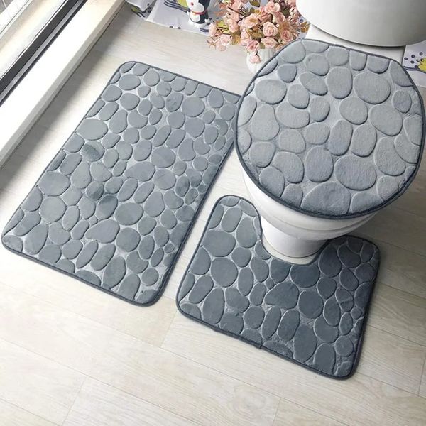 Toilet Seat Covers 3 PCS-set Super soft Shu Velveteen thickening toilet potty sets toilet seat cover Warm Close Stool Cushion Mat Bathroom M
