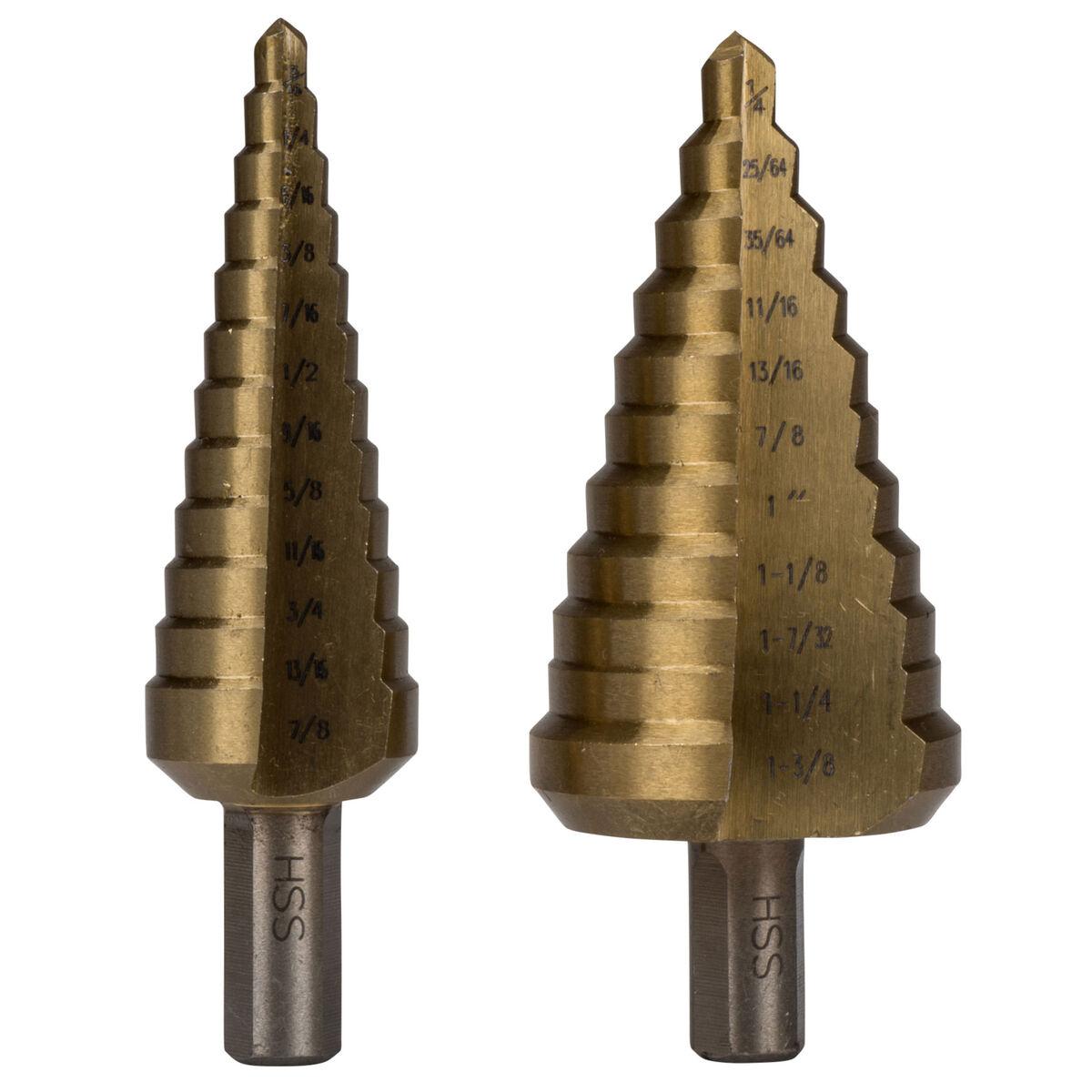 Grip Tools 35322 2 Piece Titanium Coated Jumbo Step Drill Bit Set