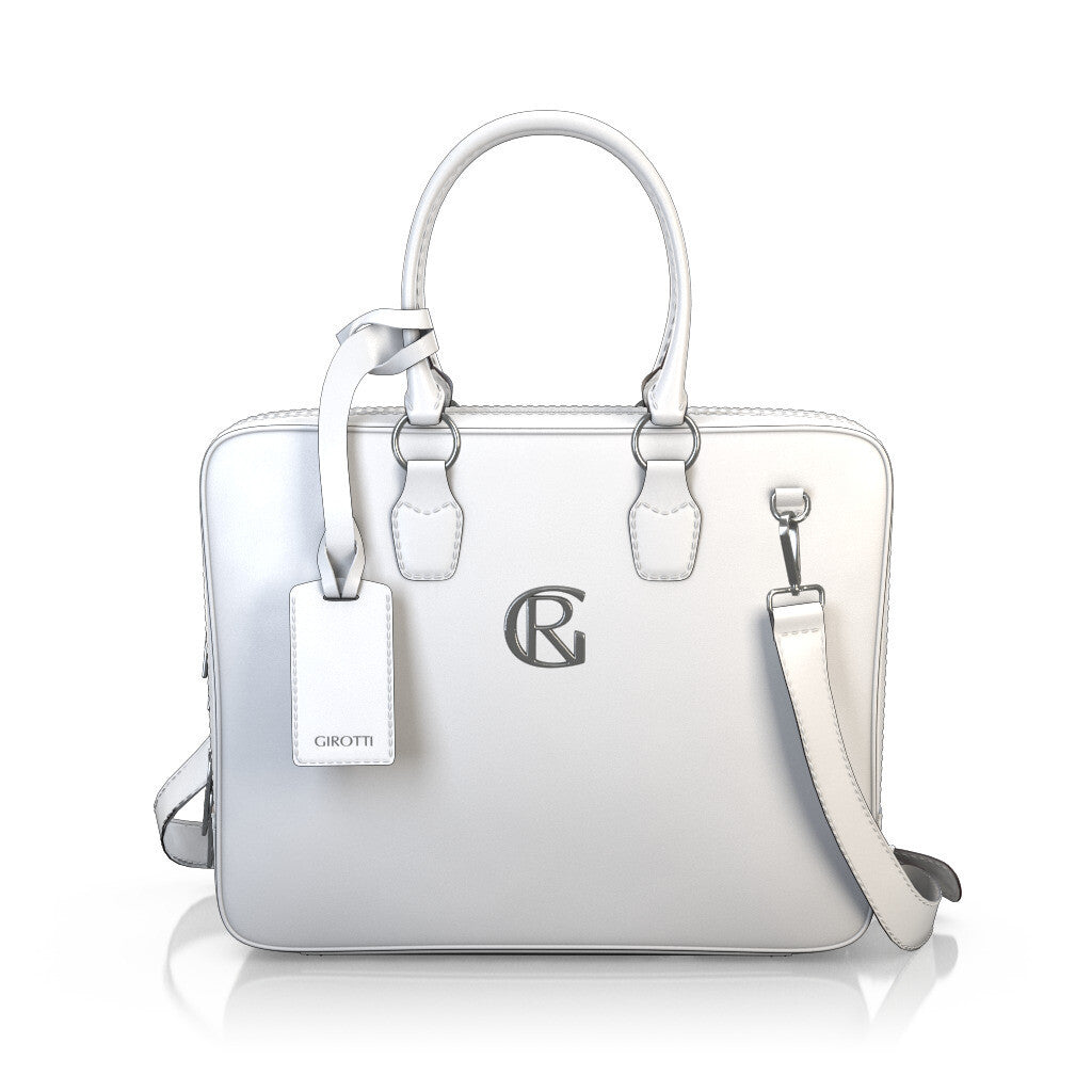 Sac pour ordinateur portable Femme Faites main en Italie en Cuir Blanc - Sur Mesure - GIROTTI