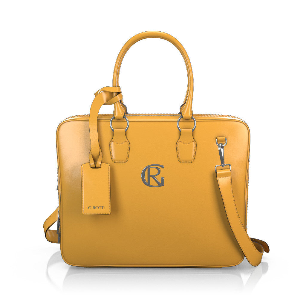 Sac pour ordinateur portable Femme Faites main en Italie en Cuir Jaune - Sur Mesure - GIROTTI