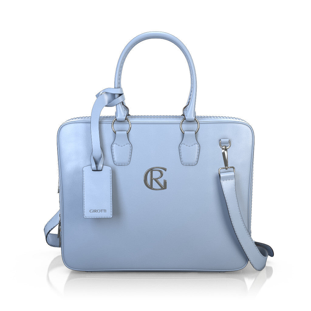 Sac pour ordinateur portable Femme Faites main en Italie en Cuir Bleu Clair - Sur Mesure - GIROTTI
