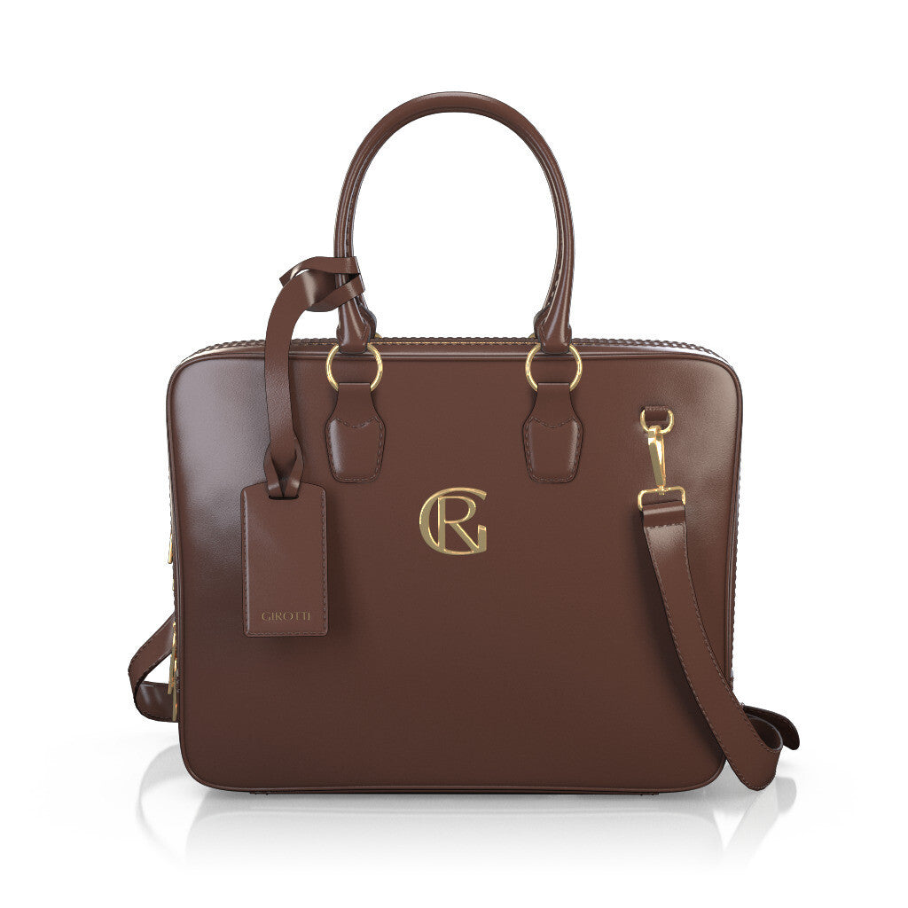 Sac pour ordinateur portable Femme Faites main en Italie en Cuir Marron - Sur Mesure - GIROTTI