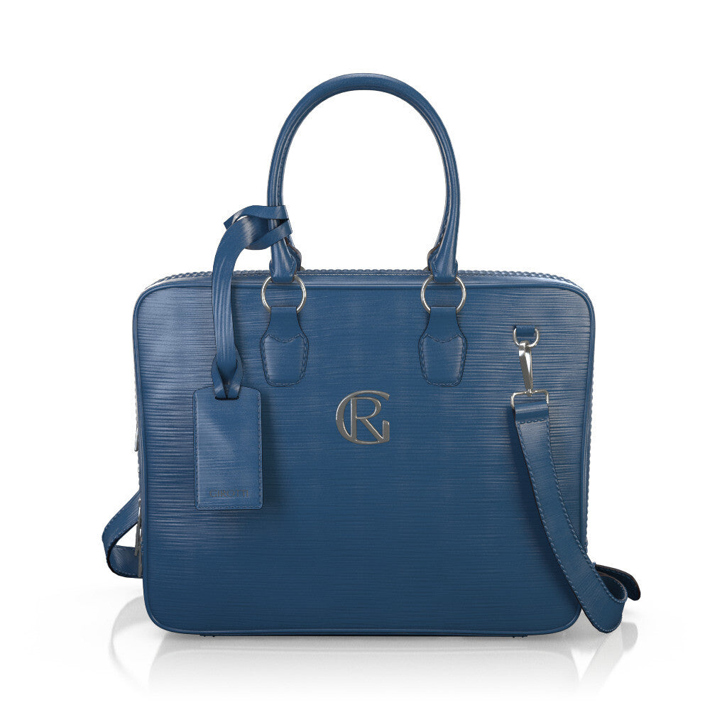 Sac pour ordinateur portable Femme en Cuir estampé Bleu Nuit - Sur Mesure - GIROTTI 38135