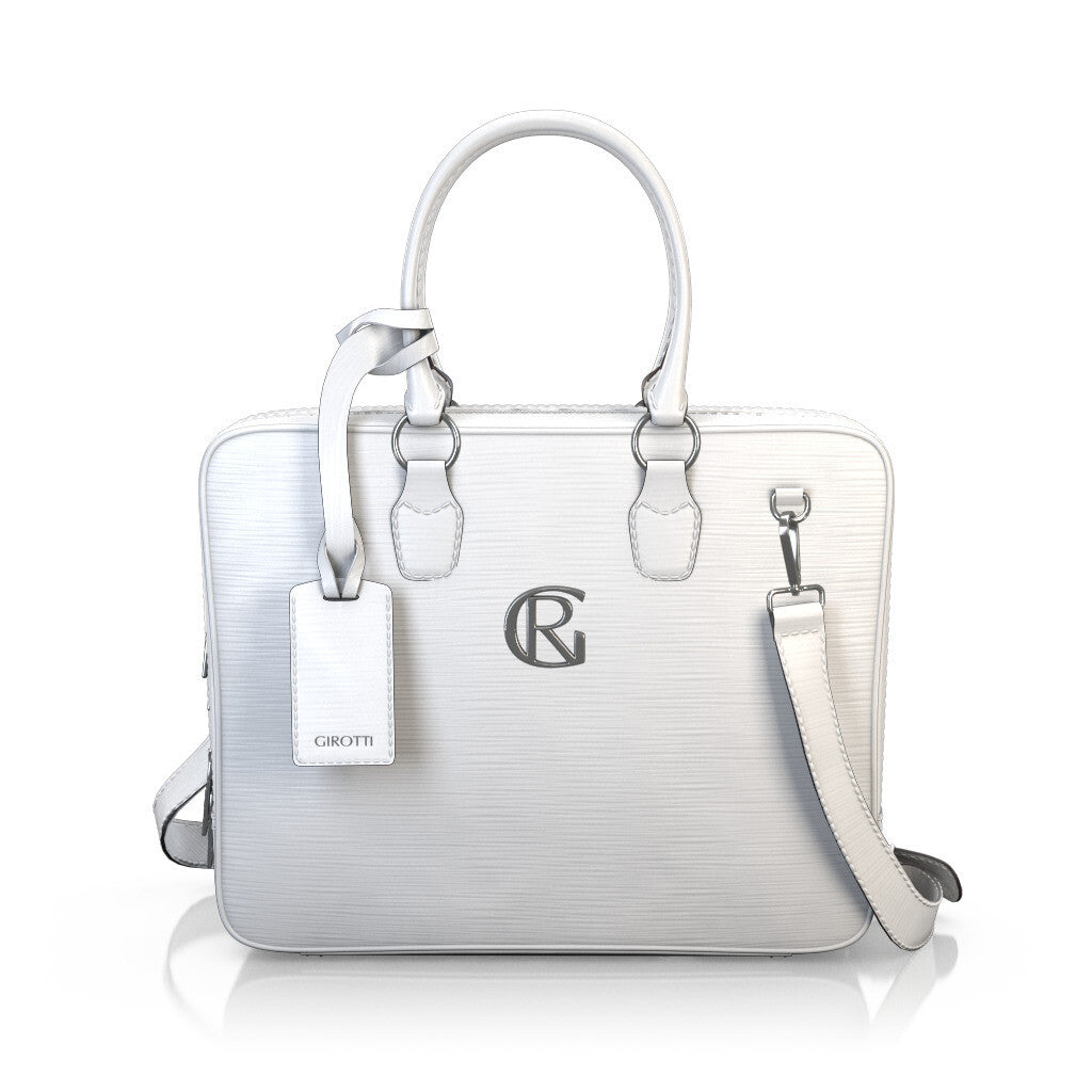 Sac pour ordinateur portable Femme Faites main en Italie en Cuir estampé Blanc - Sur Mesure - GIROTTI
