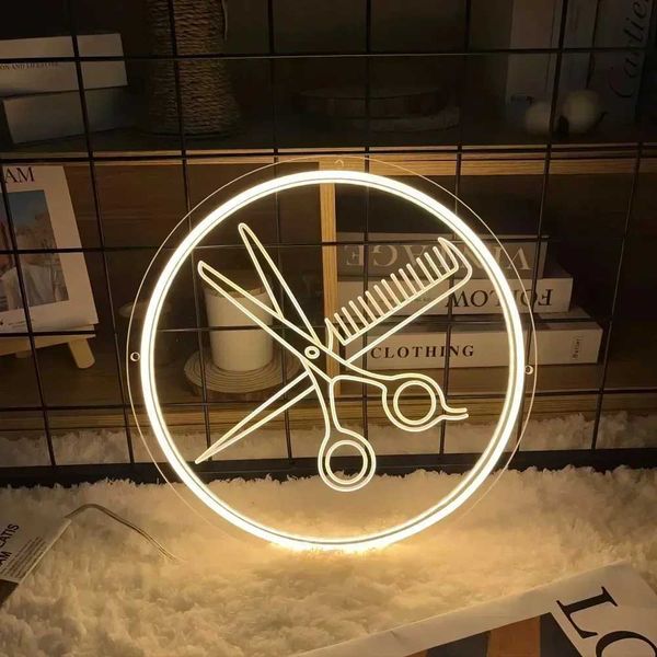 New Arrival Combs and Clippers Neon Engraved Sign Custom LED Neon Sign For Barber Shop Hair Salon Decoration Night Light Personal Wall Decor