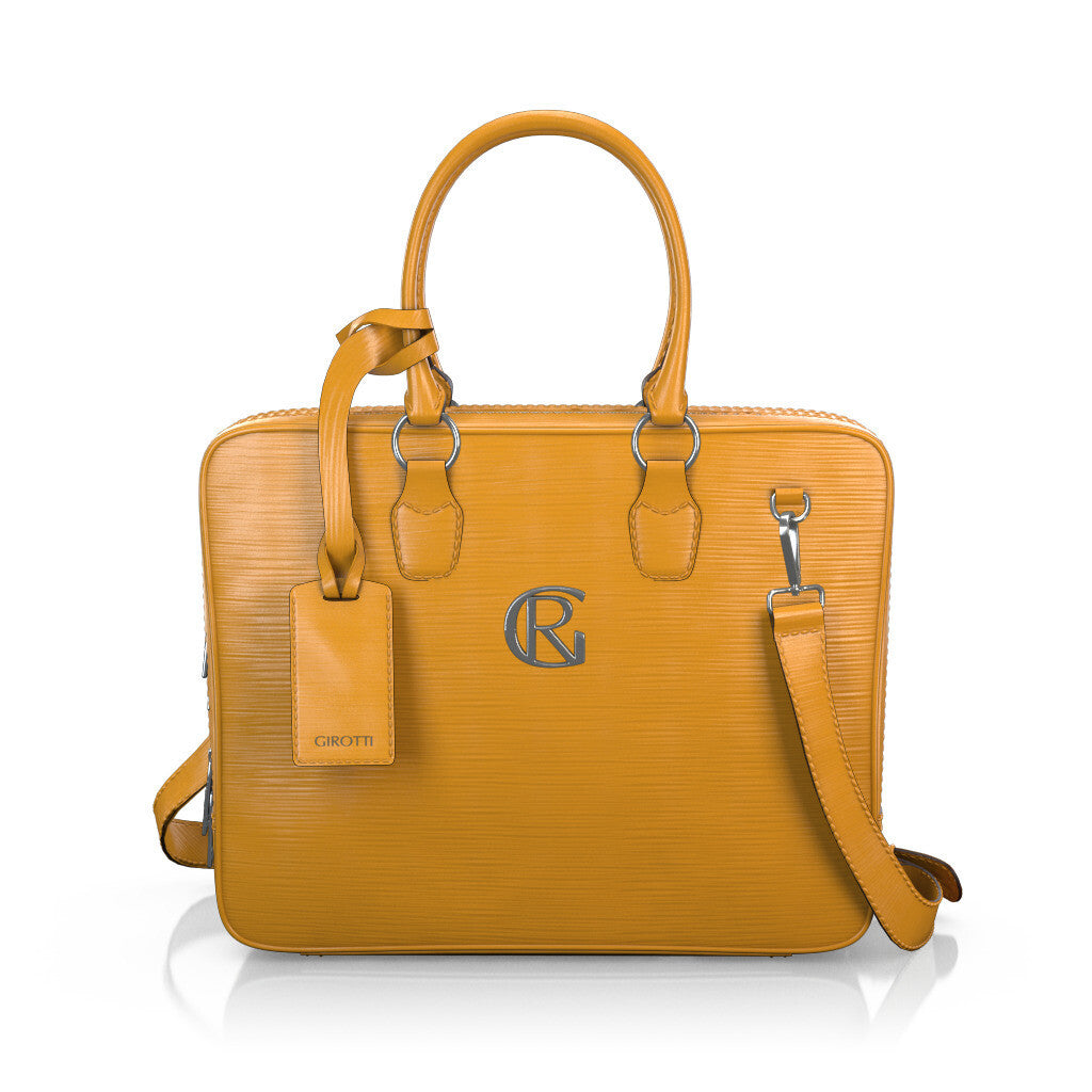 Sac pour ordinateur portable Femme Faites main en Italie en Cuir estampé Jaune - Sur Mesure - GIROTTI